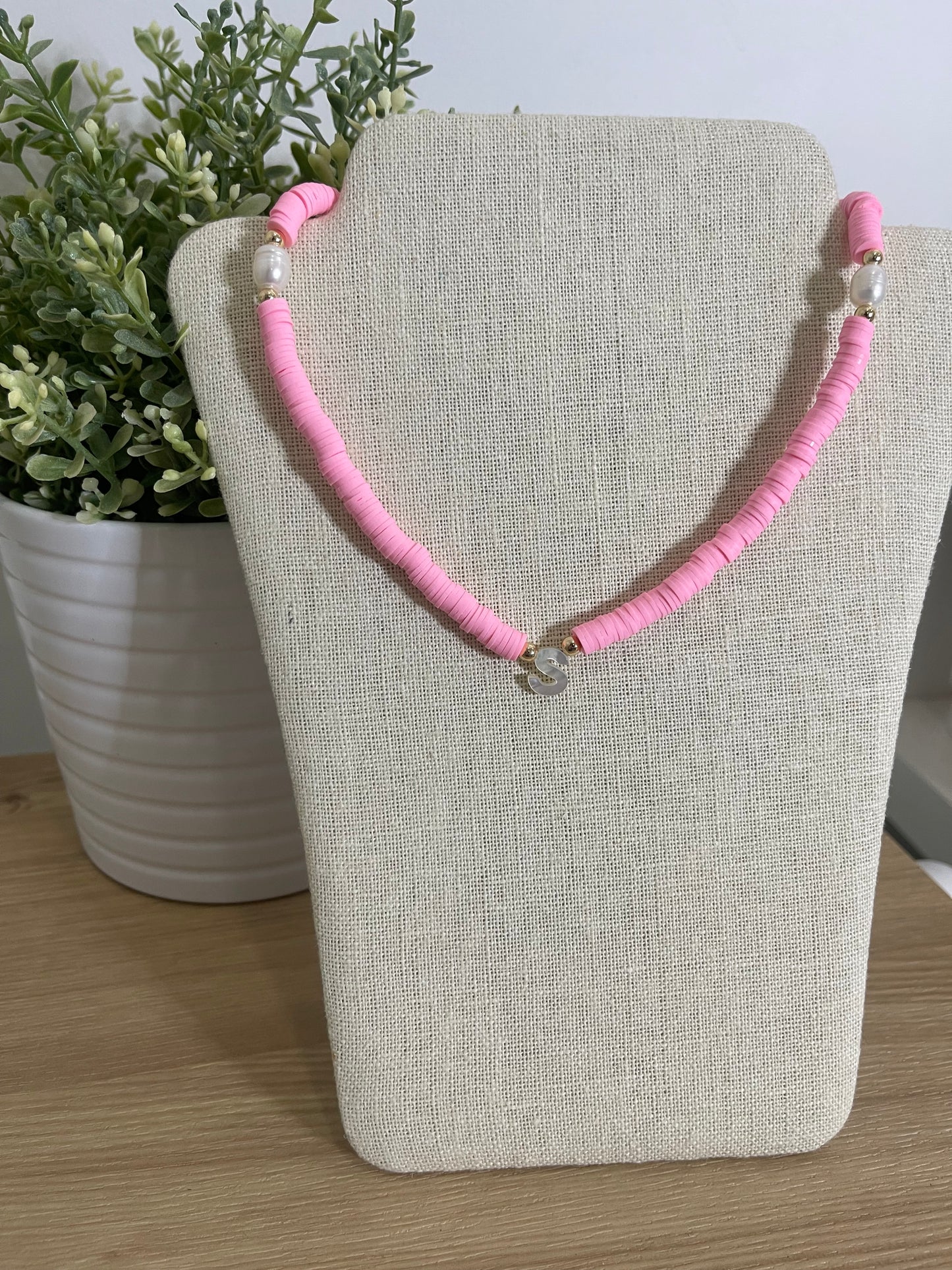 Mother of Pearl Initial Necklace