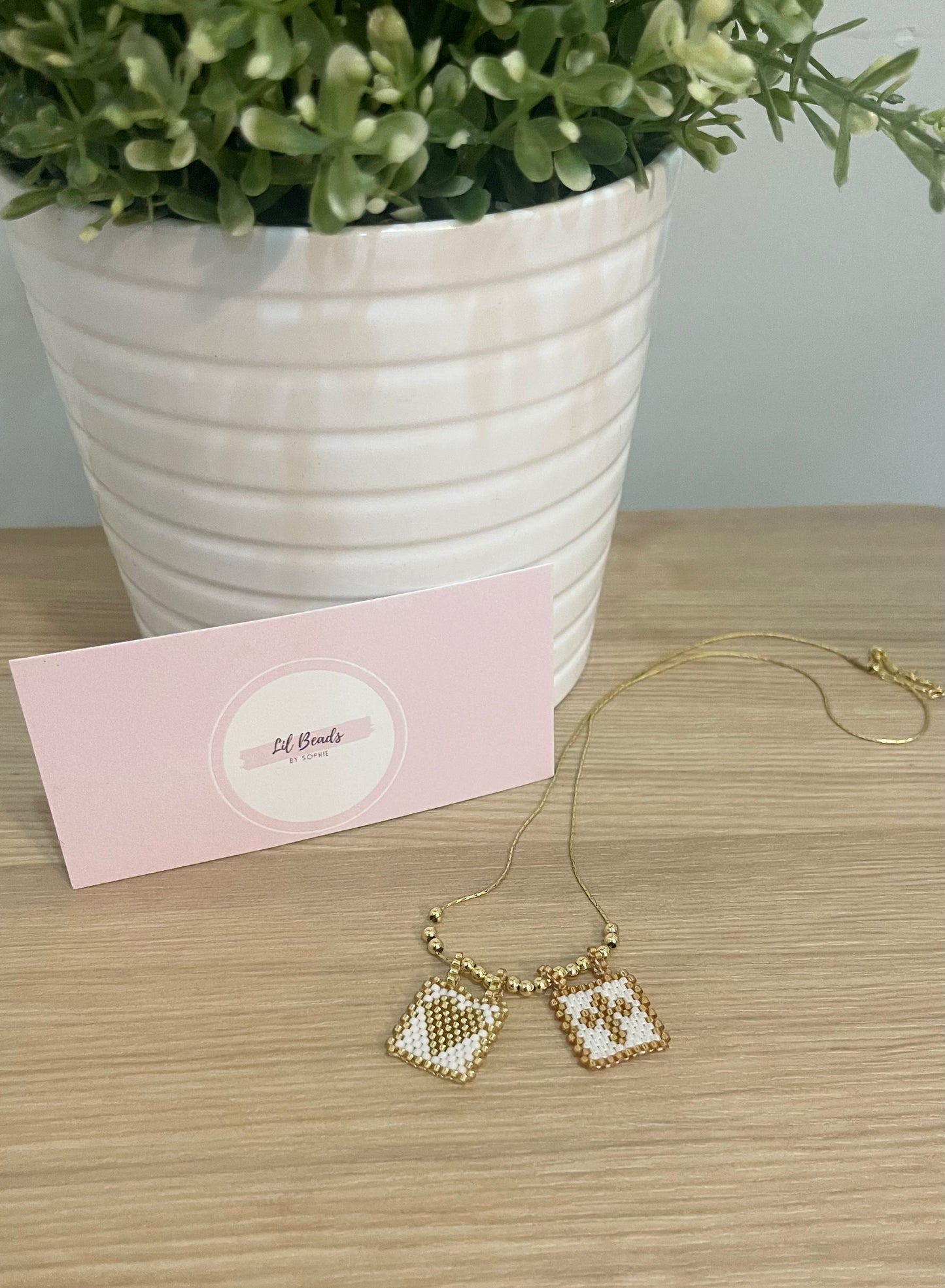 Beaded Scapular Heart Charm Necklace