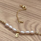 Gold chain and Dainty Pearl with Gold initial