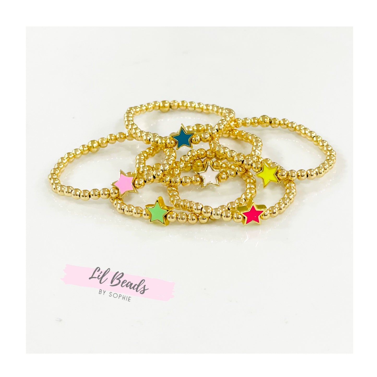 Colorful Star Gold Beaded Bracelet