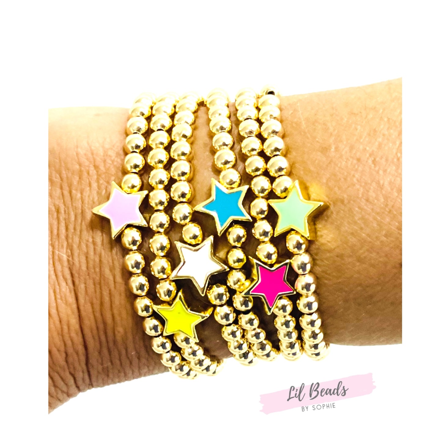 Colorful Star Gold Beaded Bracelet
