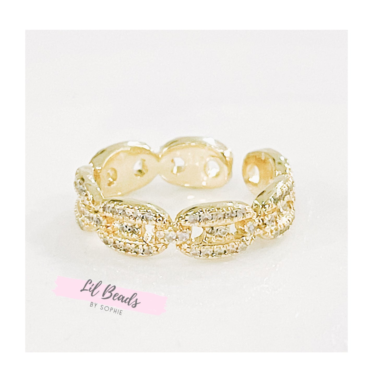 Gold Plated Bling Link Ring