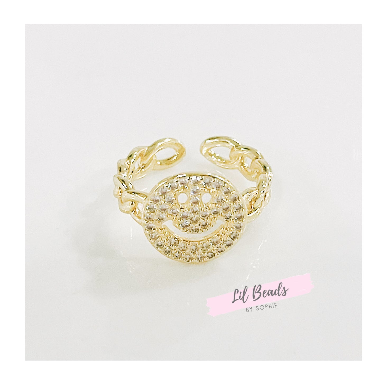 Smiley Gold Link Ring