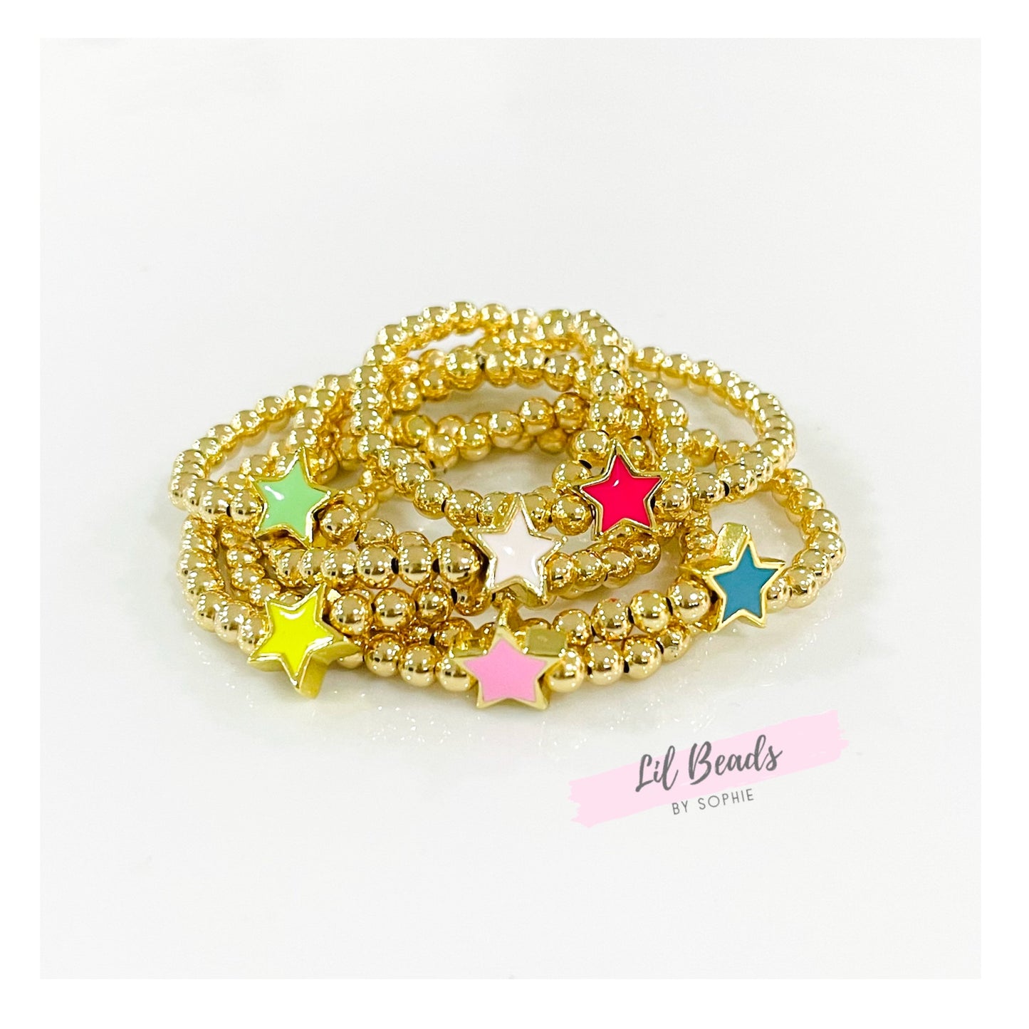 Colorful Star Gold Beaded Bracelet