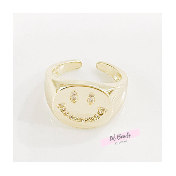 Large Smiley Gold Plated Ring